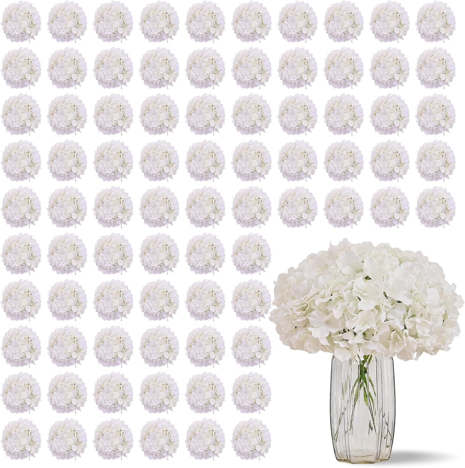 Bonsai Garden Images - 100 PCS Ivory Hydrangea Artificial Silk
