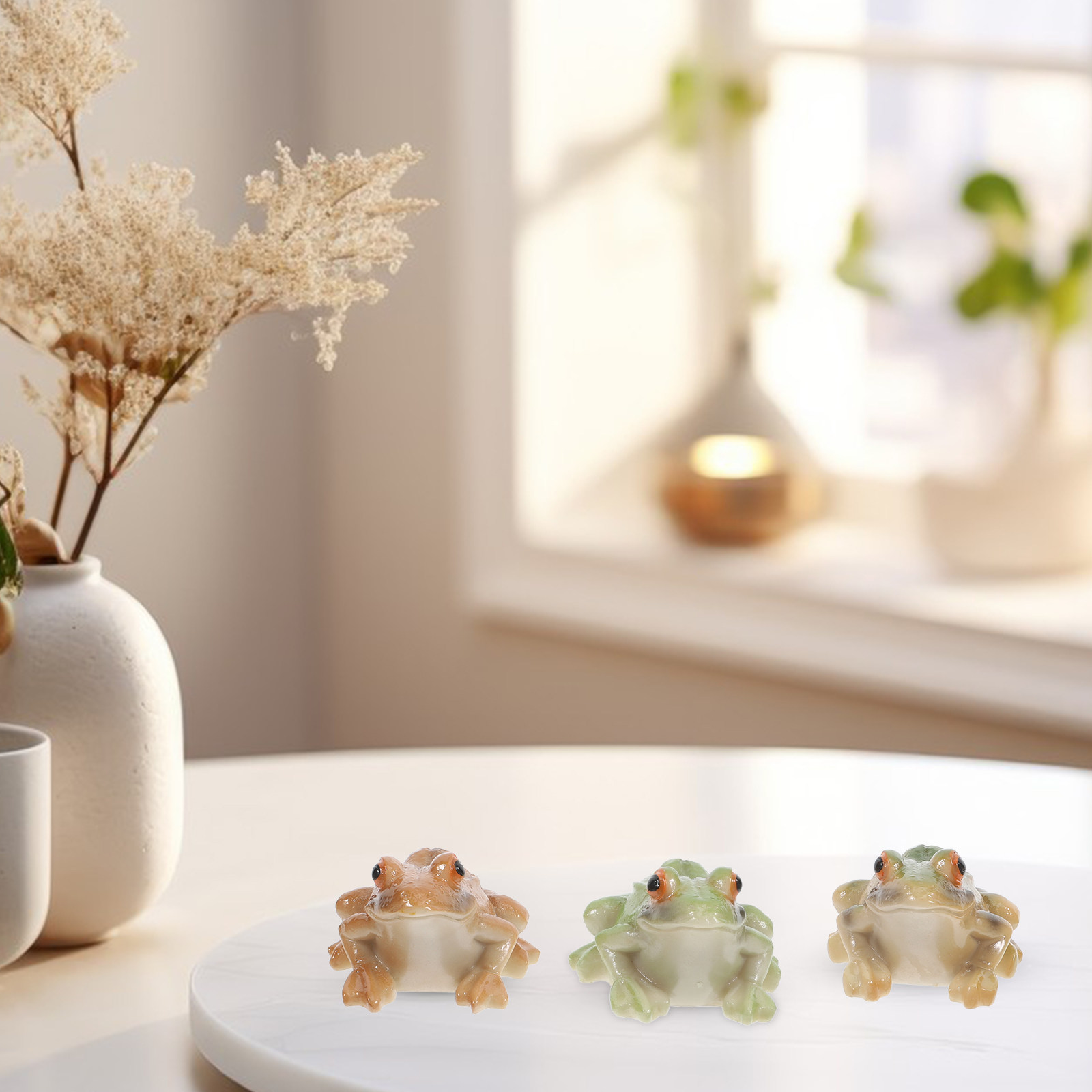 Bonsai Garden Decor - 3Pcs Cute Resin Frog Figurines Outdoor