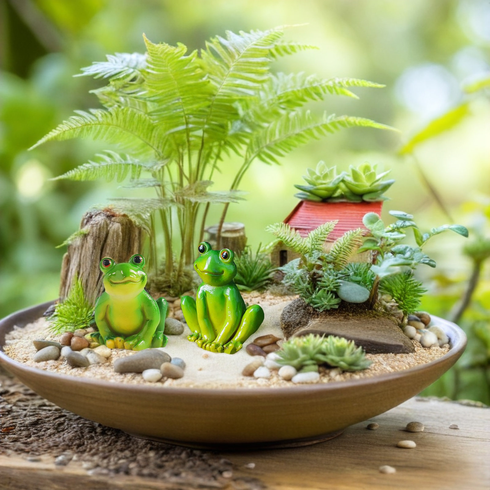 Bonsai Garden Backyard - 4Pcs Resin Mini Frogs Garden Ornament