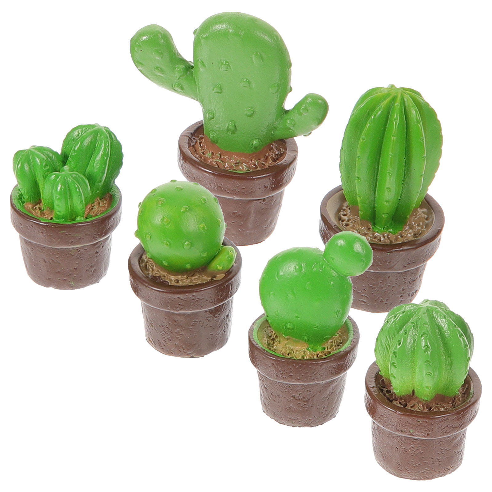 Bonsai Garden Backyard - 6Pcs Resin Cactus Ornament Set Lovely