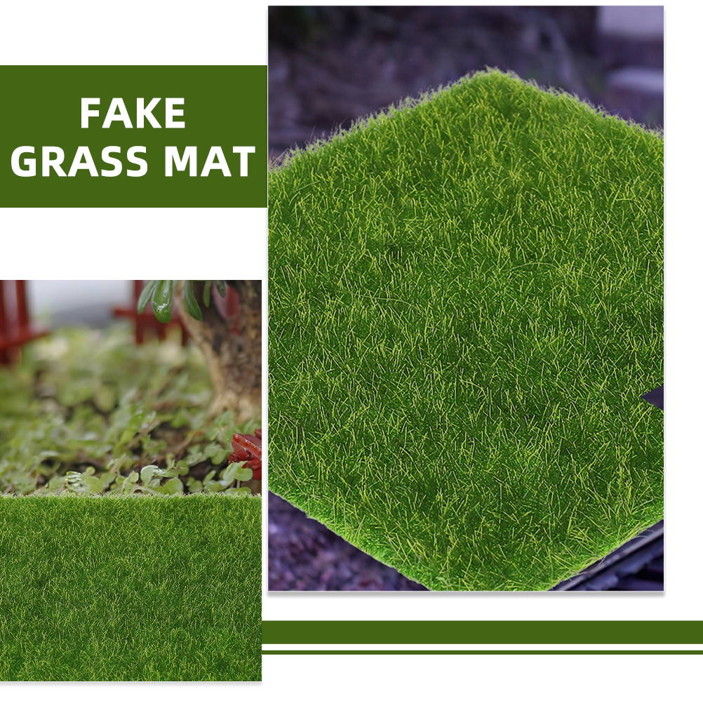 Bonsai Garden Decor - 10 Pcs Artificial Grass Mat 15cmx15cm