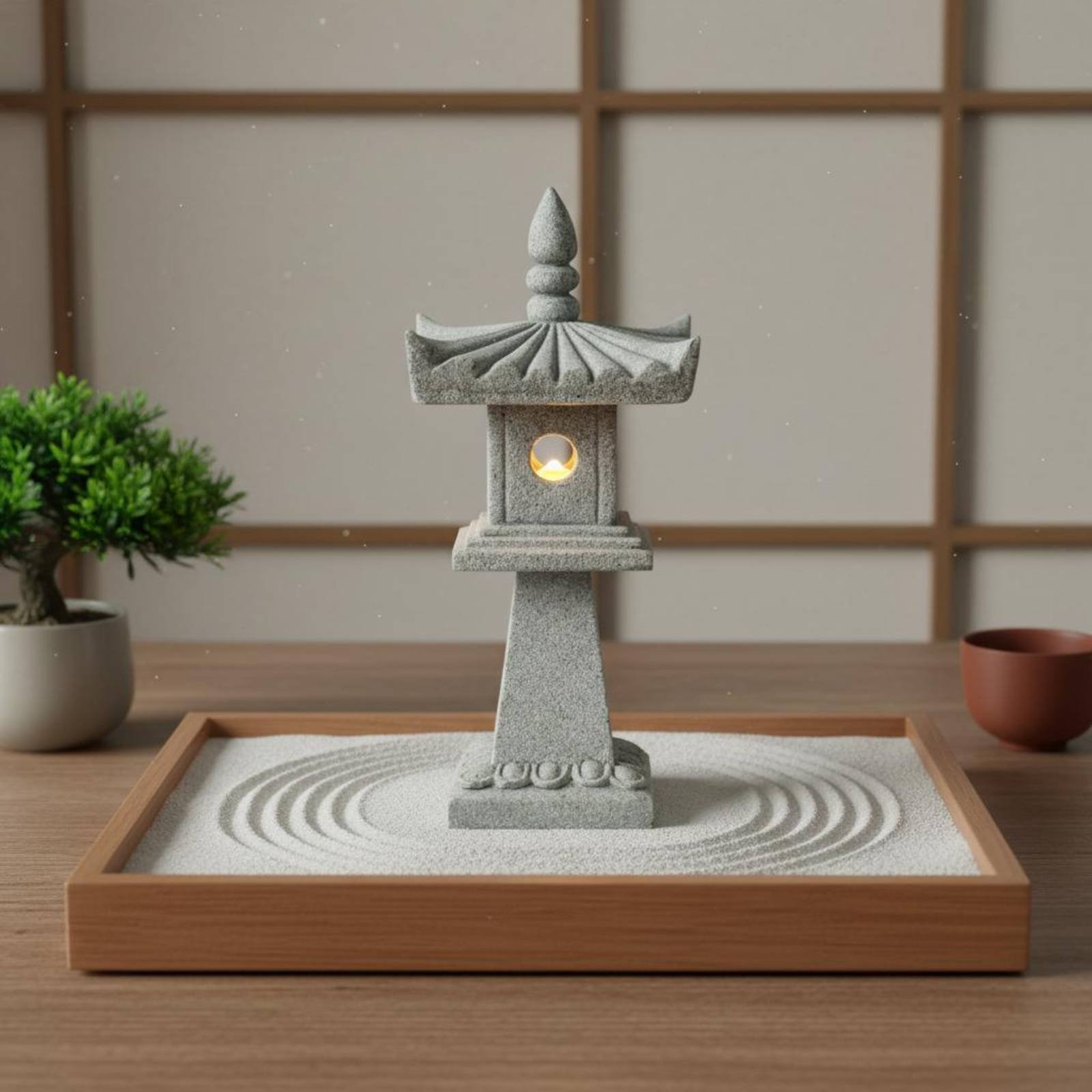 Miniature Stone Lantern Antiqu - Bonsai Garden Decor ulasan dan harga