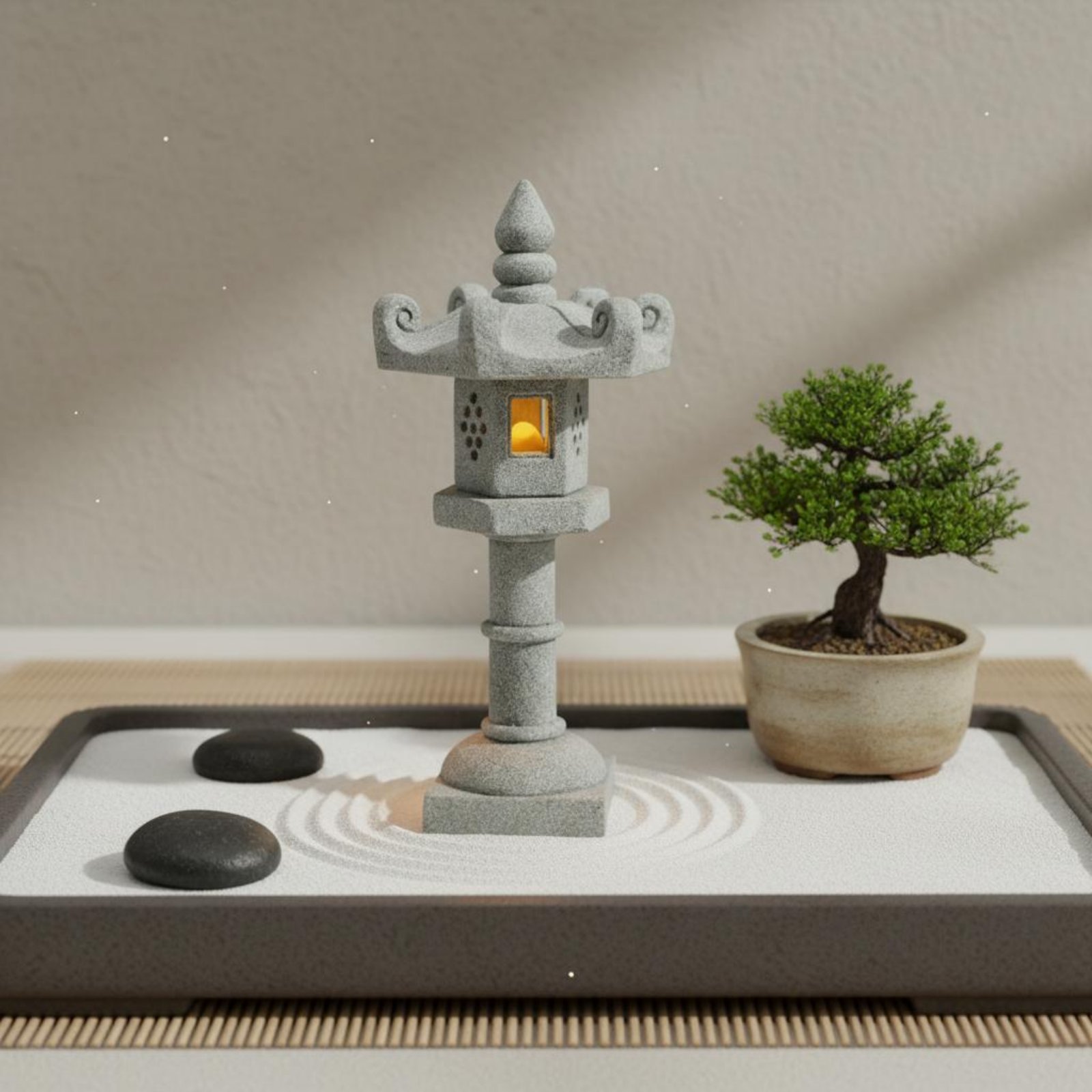 Miniature Stone Lantern Antiqu - Bonsai Garden Decor ulasan dan harga