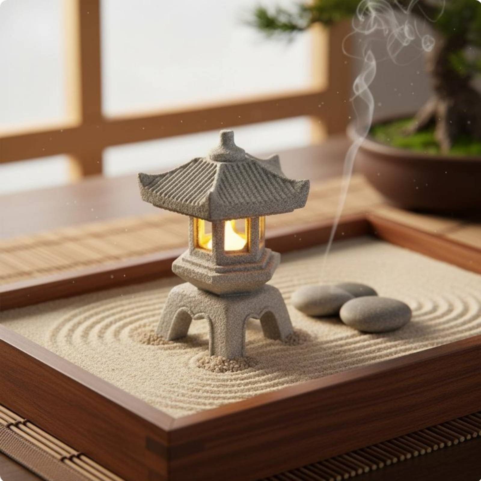 Miniature Stone Lantern Antiqu - Bonsai Garden Decor ulasan dan harga