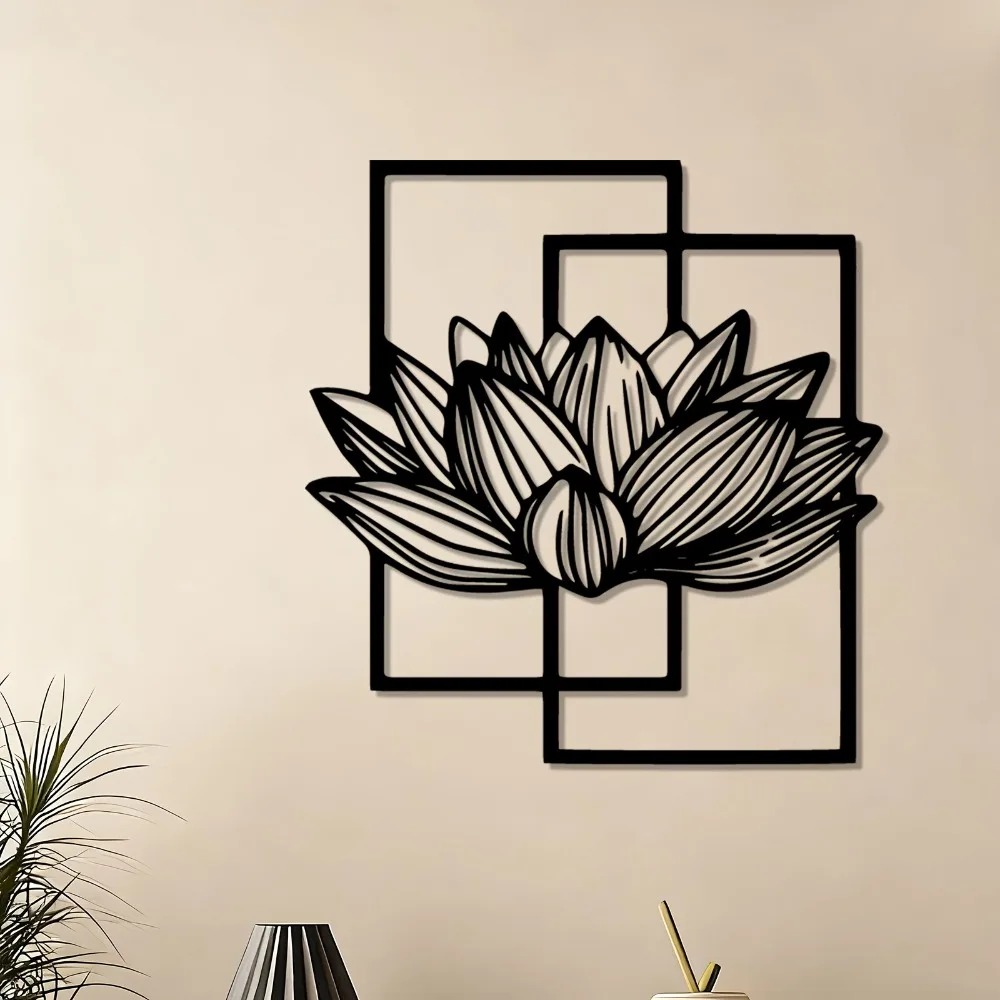 Lotus Flower Metal Wall Art, R - Bonsai Garden Decor ulasan dan harga