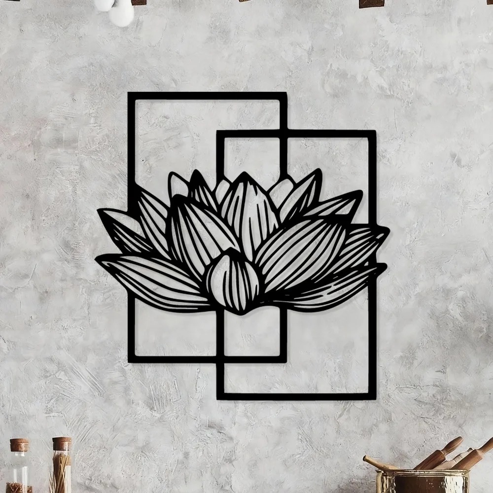 Lotus Flower Metal Wall Art, R - Bonsai Garden Decor ulasan dan harga