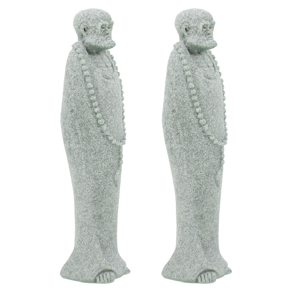 2Pcs Mini Zen Monk Statues Res - Bonsai Garden Decor ulasan dan harga
