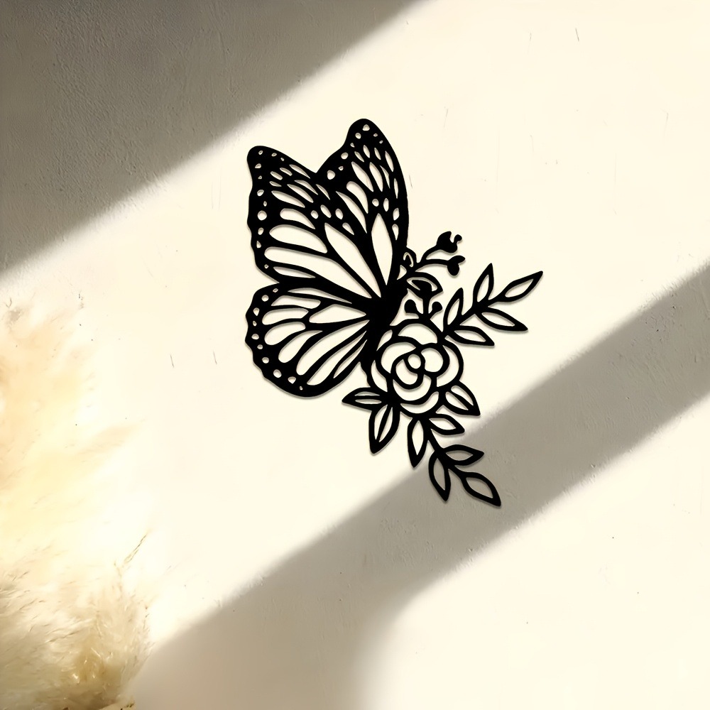 Metal Wall Art Butterfly Flowe - Bonsai Garden Decor ulasan dan harga