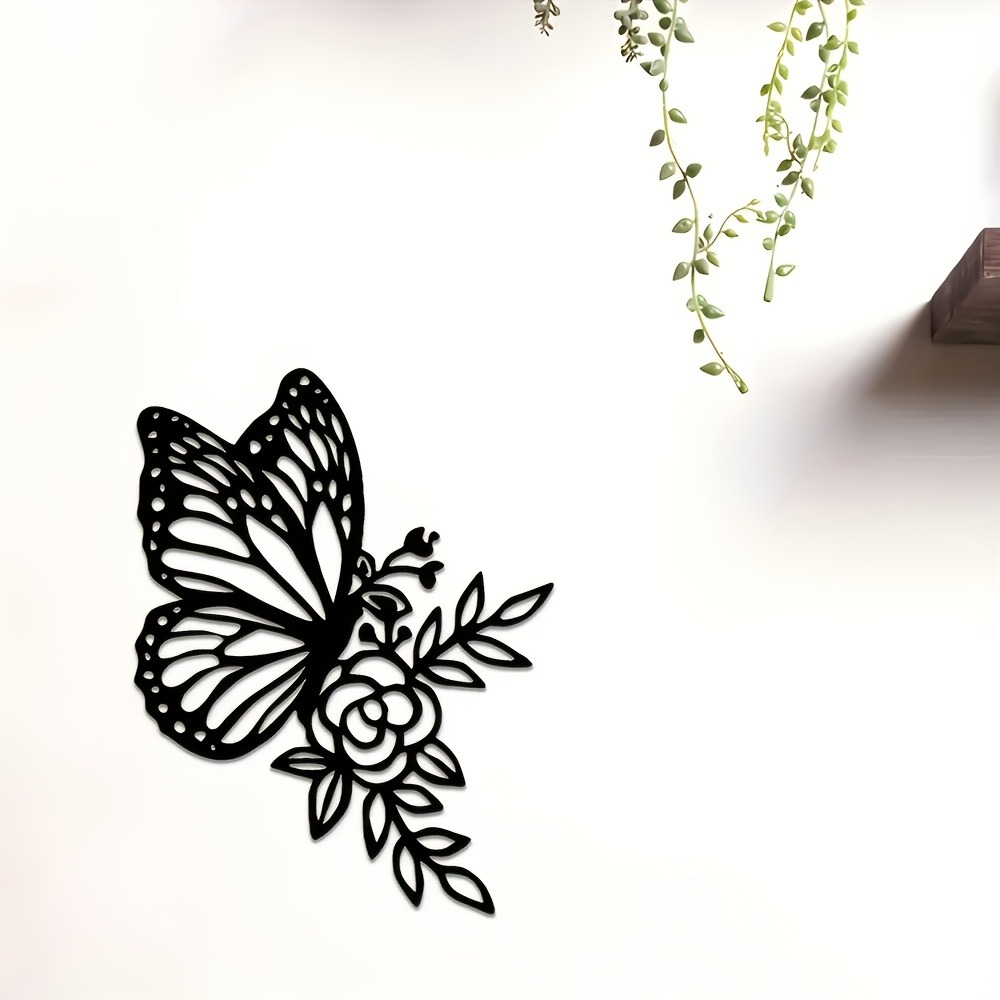 Metal Wall Art Butterfly Flowe - Bonsai Garden Decor ulasan dan harga